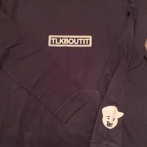 Navy blue Tlkboutit tee hood